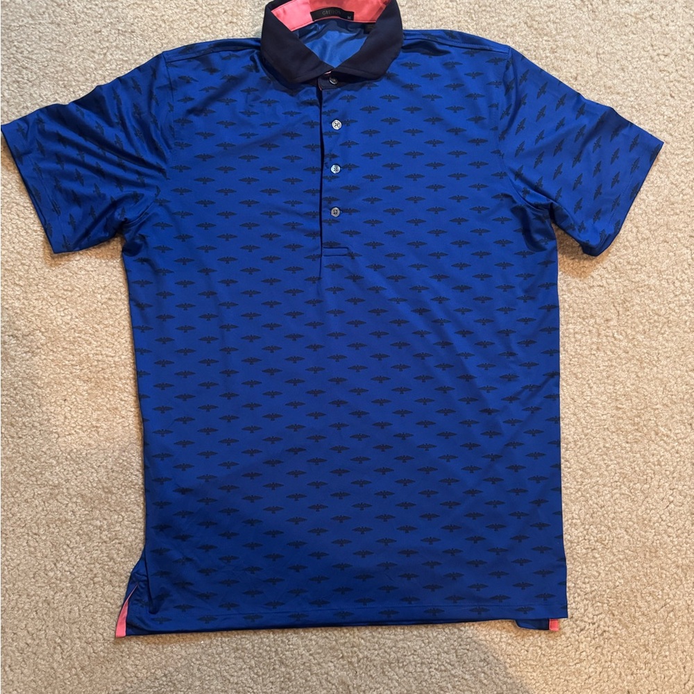 Greyson Blue Patterned Polo Shirt - Medium